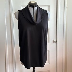 Black Draped Neck Sleeveless Blouse